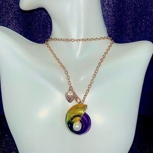 Betsey Johnson Tri-Colored Snail Pendant Costume Necklace